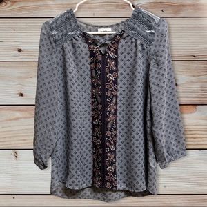 Maurices Sheer Lace Detail Blouse Top Women's M Medium